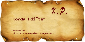 Korda Péter névjegykártya