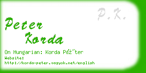 peter korda business card